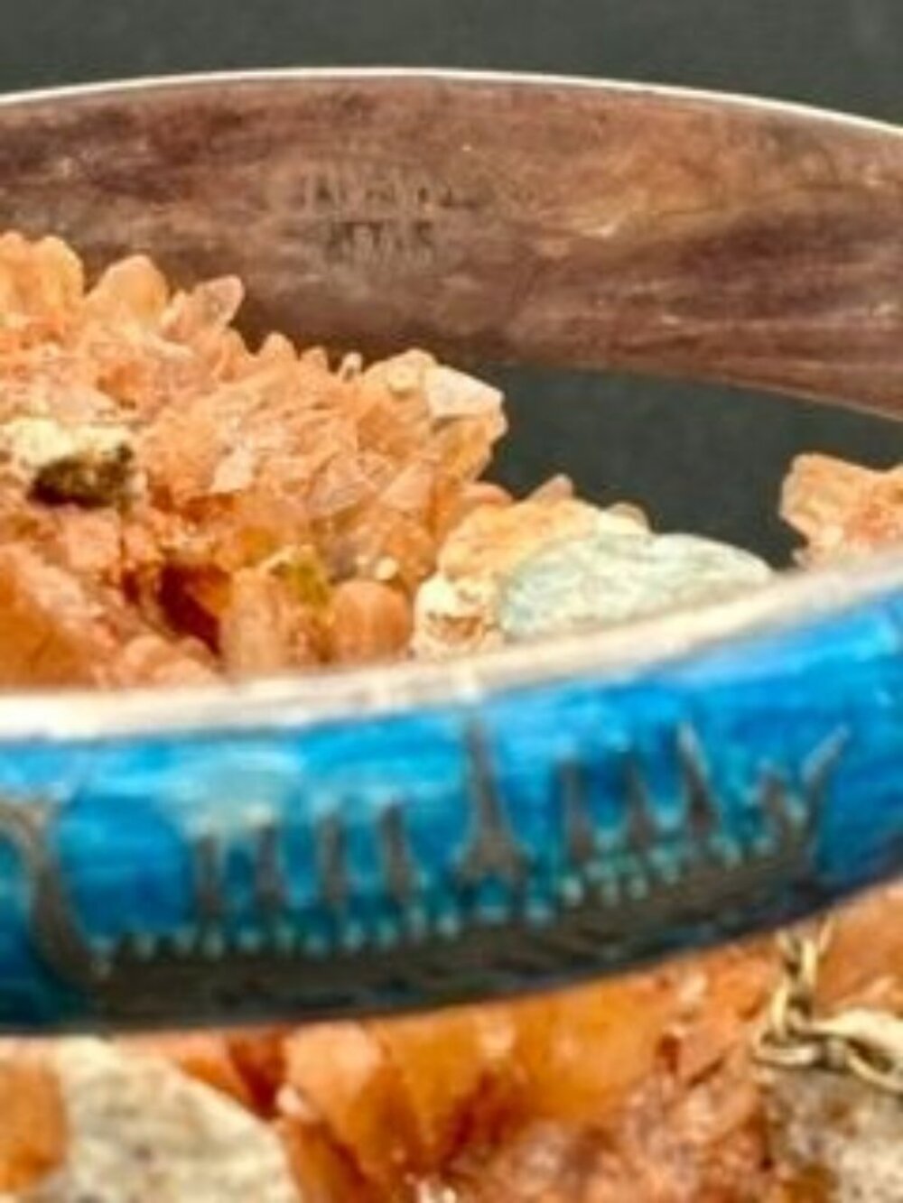 Blue Niello Enamel SIAM Bangle Bracelet R146 - Picture 2 of 2